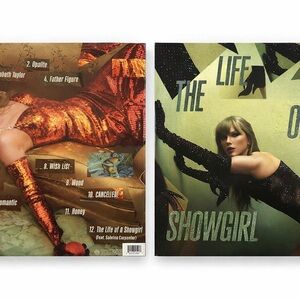 Taylor Swift Showgirl Album Art in Red and Black